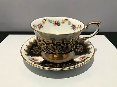 Buy Vintage Paragon Fine Bone China - Tea Cup & Saucer - Black Trenton Pattern • 37.71£