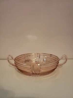Buy Vintage Anchor Hocking Manhattan Pink Depression Glass Nappy Bowl 2 Handled  • 16.88£