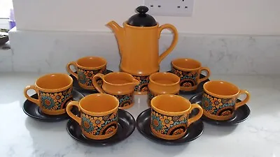 Buy Sadler Retro 1970's Coffee Set Orange Turqouise 6 Cups Saucers Milk Sugar & Pot • 46£