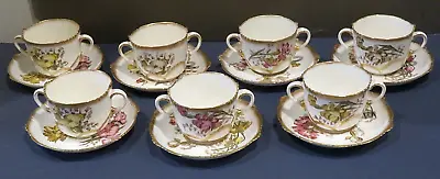 Buy George Jones Stokes & Sons Crescent SET 7 Bouillon Cups & Saucers Floral 1920's • 118.31£