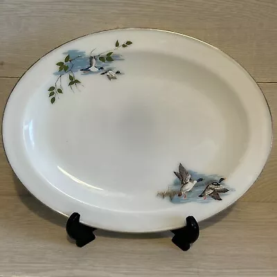 Buy Vintage JAJ Pyrex Glassware Oval Serving Plate Wildfowl Pattern Milk Glass • 12.99£