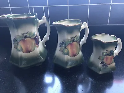 Buy Mayfayre Staffordshire Pottery Set Of 3 Water Jugs With Apple Fruit Design. • 20£