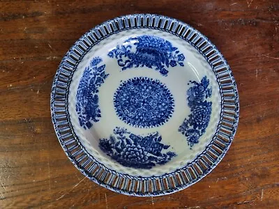 Buy Antique C.1810 English Pearlware Blue Transferware Plate Pierced Arcaded Border • 50£