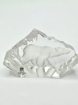 Buy Glass Polar Bear Paperweight Mats Jonasson Sweden Signed Granny Ornament Gift • 21.70£