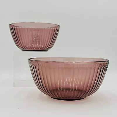 Buy VTG PYREX Nesting Ribbed Amethyst Purple Glass Mixing Bowls 7401-S  Set Of 2 • 23.99£