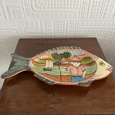Buy Lovely Portugese Ceramic Fish Plate Signed Ramalho • 20£
