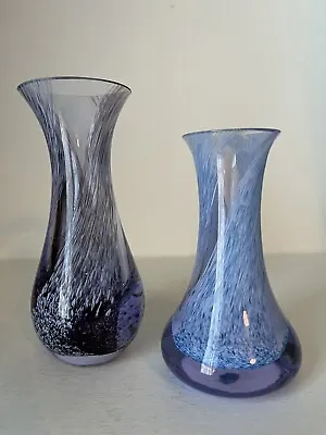 Buy 2 Caithness Glass Bud Vases, Swirl Pattern, 1 Purple , 1 Blue, • 12£