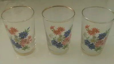 Buy 3 Vintage 'flower Power' 1970's Drinking Glasses/tumblers= 3.5   (c) • 9.99£