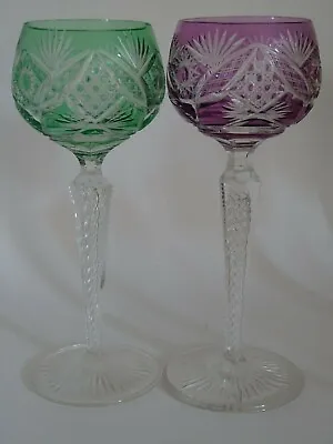 Buy Antique Two Wine Roemer Glasses Crystal Pattern Leg Air Twist • 159.84£