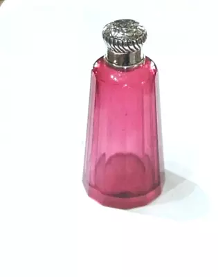 Buy Antique Silver Cranberry Glass Faceted Tapered Glass Scent.london.1905 • 24.99£