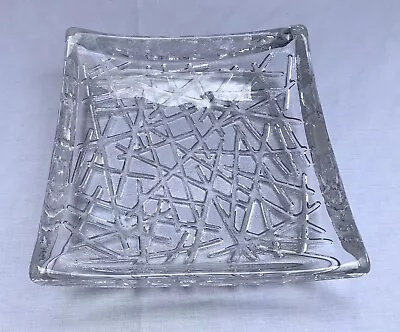 Buy Vintage Dartington Form Function Clear Textured Square Art Glass Bowl Immaculate • 18.99£