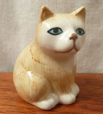 Buy HAND PAINTED Pottery Cat Figurine Ginger Yellow Ornament As Quail Babbacombe UK • 5.99£