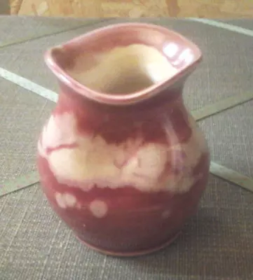 Buy Ewenny  Studio Pottery Wales Pink Cream Pinched Vase  3   High • 18£