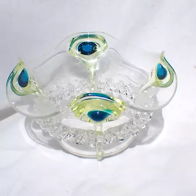 Buy Antique Art Nouveau Stourbridge Glass Peacock Eye Cairngorm Bowl • 84.95£