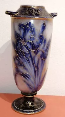 Buy Doulton Burslem Vase, Blue & Gilded Iris Decorations,Made 1891-1901, 22.5cm Tall • 94.81£
