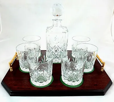 Buy Set Of 6 24% Lead Crystal Whiskey Glasses + Decanter On Oblong Tray - No.48 • 199£