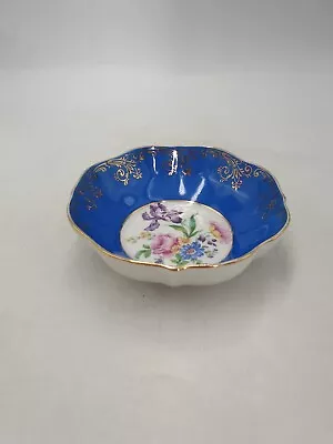 Buy Vintag Meissner Limoges France Small Dish Plate Floral Motif Blue Gold Scalloped • 14.99£