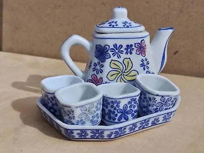Buy Vintage Old Antique Miniature Oriental Chinese China Blue Tea Set Small Baby  • 23.95£