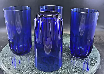 Buy 4 Luminarc Cobalt Blue Water Tumbler Drinking  Glasses France • 30.84£