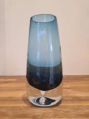Buy Vintage Swedish Aseda Bo Borgstrom Blue Glass Dimpled Base Vase • 28£