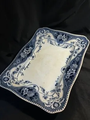 Buy Antique F. & SONS Burslem  ARGYLE  Pattern In Blue White 11.25” X 8.5” Platter • 50£