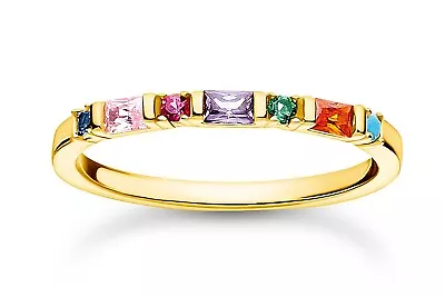 Buy THOMAS SABO Jewelry Women's Ring Gold Colorful Stones TR2348-488-7 • 84.49£