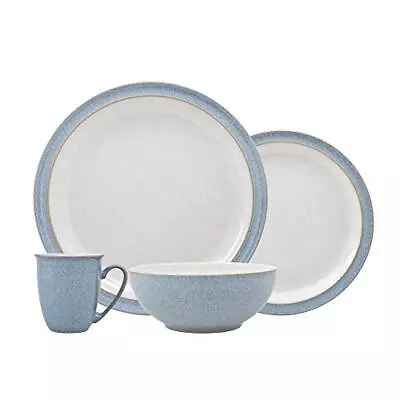 Buy Denby - Elements Blue Dinner Set For 1 - 4 Piece Ceramic Tableware - Dishwasher • 65.40£