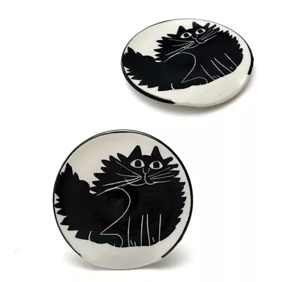 Buy Karen Donleavy KD Signed Pottery Black Cat Kitty Trinket Dish Catchall • 21.30£