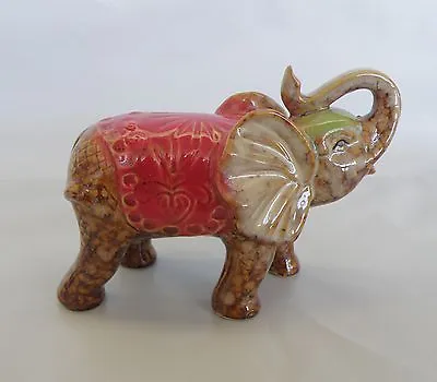 Buy Red & Green Decorated Indian Elephant Ceramic Figurine/Statue *NEW* • 15.10£