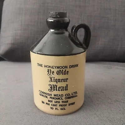Buy Stoneware Bottle Jug The Honeymoon Drink Ye Olde Mead Cornwall Vintage 7'' VGC • 11.88£