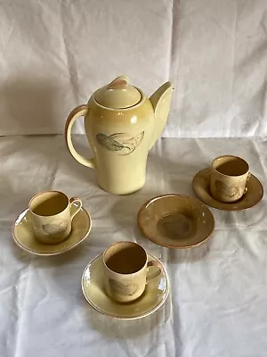 Buy Antique Or Vintage Susie Cooper Coffee Jug, Cups And Saucers - Feather Pattern • 39.99£