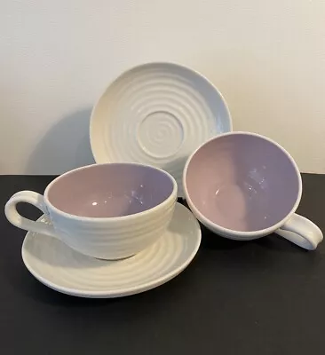 Buy Sophie Conran For Portmeirion Colour Pop White And Purple VGC 2 Cups & 2 Saucers • 22£