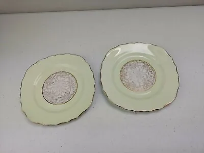 Buy 2 ROYAL VALE Bone China Side Plates Pale Green With Gold Pattern Set A VGC • 12£