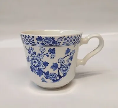 Buy Transferware On White Ironstone Tea Cup Made In England Blue Floral Pattern • 14.40£