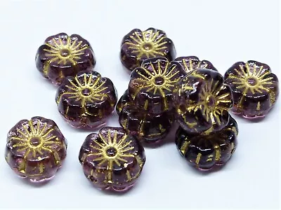 Buy 9mm Czech Pressed Glass Flat Round Disc Flower Spacer Beads - 20pcs - 22 Colours • 1.99£