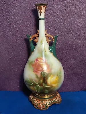 Buy Rare Antique  Worcester Hadleys Roses Hand Painted Floral  Vase • 95£