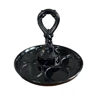 Buy LE Smith Black Amethyst Glass Cordial Drink Serving Tray Vintage W 6 Compartment • 37.64£