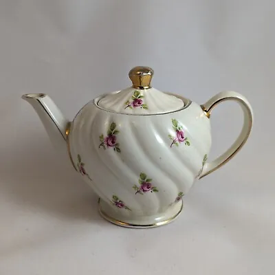 Buy Sadler Bone China England Individual Serving Teapot Pink Roses Swirl Design • 10£