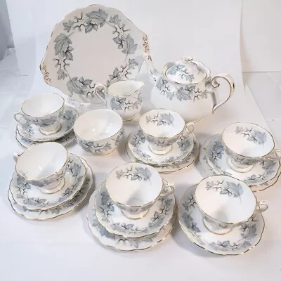 Buy Vintage Royal Albert Bone China 21 Piece Silver Maple Tea Set -Tea Pot,Sugar,Jug • 44.99£