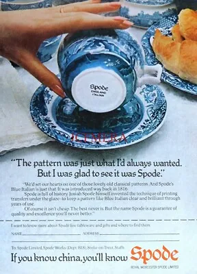 Buy SPODE 'Blue Italian' Pattern China Advert #2 - Original 1977 Print • 3.47£