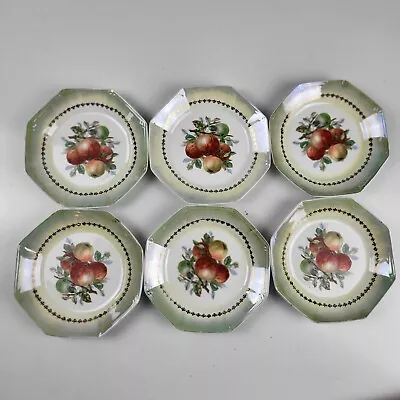 Buy Lot Of 6 Imperial Vitreous China 6  Painted Fruit Plates 7-sided Apple Dish • 21.97£