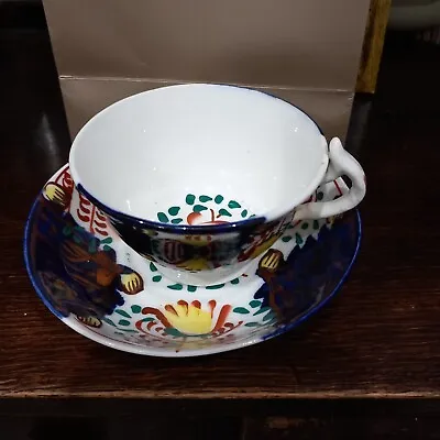 Buy Antique Welsh Gaudy Cup And Saucer Colbolt Blue And Gold Detail • 17.50£