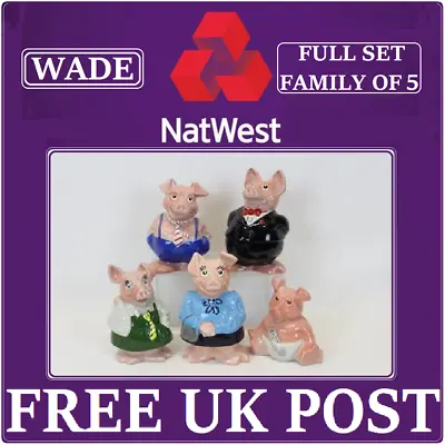 Buy Wade Natwest Pigs Piggys Piggies Full Family 5 Ceramic Money Boxes Collectable • 55£