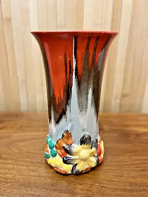 Buy 1930s CLARICE CLIFF Vase Bizarre My Garden ART DECO Flame Delicia Glazed (1) • 50£