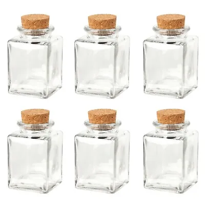 Buy 6 Glass Jars With Cork Stopper Lids Spice Kitchen Food Storage Pots Modern 80ml • 11.99£