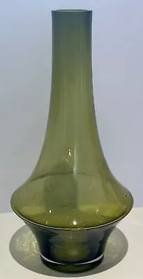 Buy Riihimaki Cased Glass Vase In Olive Green Attributed To Siiroinen 28cm • 15£