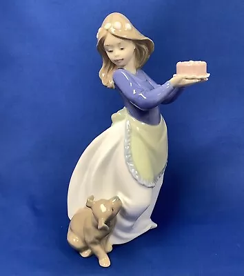 Buy NAO Lladro Puppy's Birthday Figurine - Girl With Dog And Birthday Cake Figurine • 20£