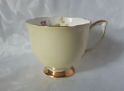 Buy Queen Anne Tea Cup Bone China Tea Cup Yellow And Gold Pink And Purple Flowers • 18.95£