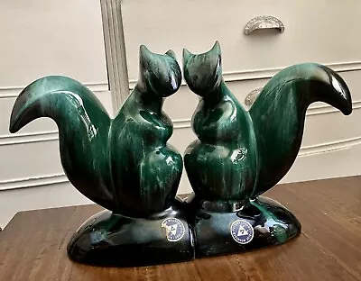 Buy Vintage Blue Mountain Pottery Drip Glaze Squirrel Bookends • 33.63£