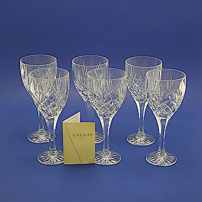 Buy Six Large Galway Crystal Tara Claret Wine/Water Glasses - 20.25cm/8  High (BNIB) • 84.99£